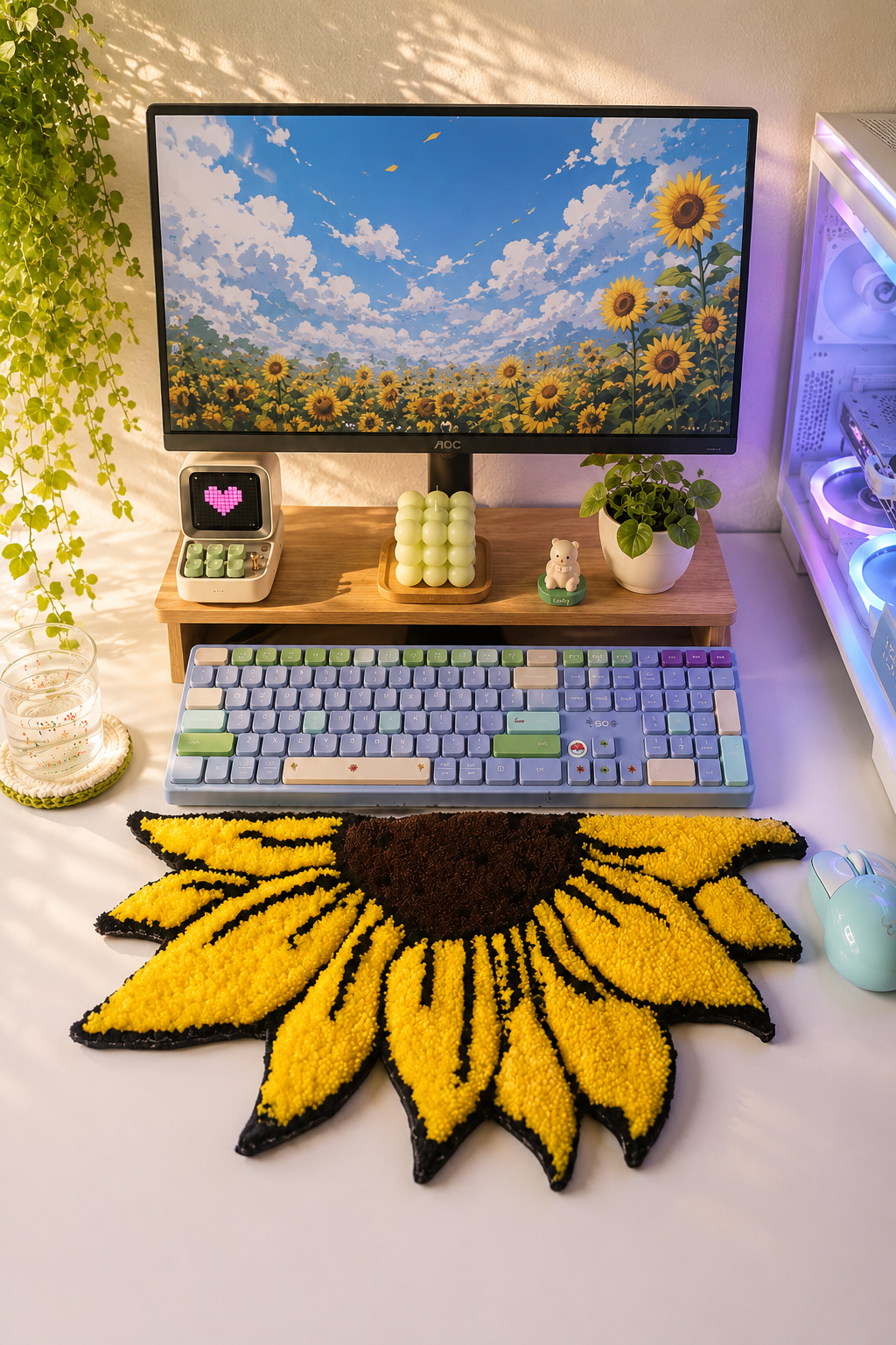 🌻Sunflower Desk Mat – Decorative & Soft Keyboard RUG