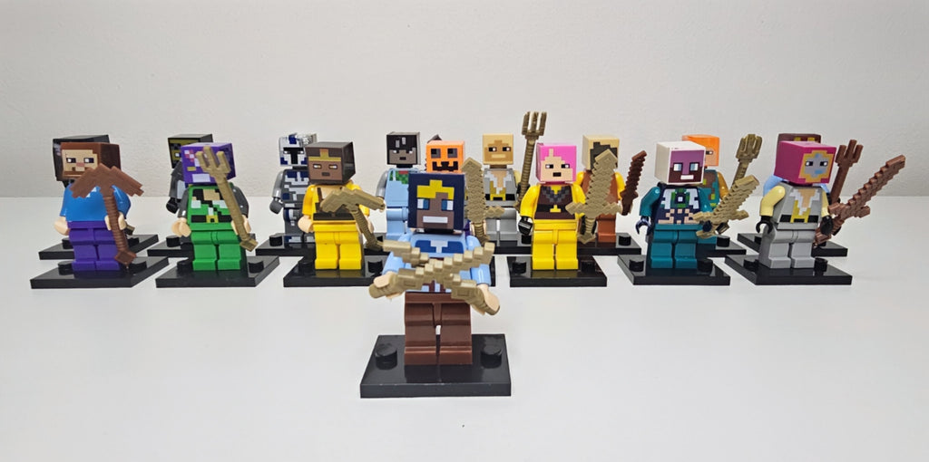 🟩 My World Block Figure Set | 16-Piece Adventure Character Toy Set