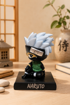 Masked silver-haired ninja chibi figure, 10 cm
