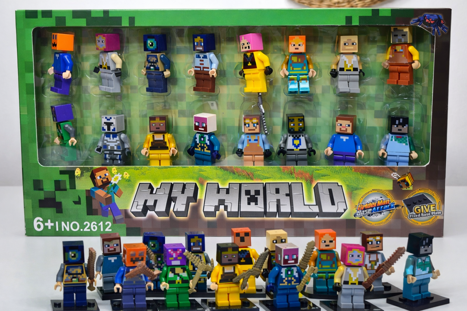 🟩 My World Block Figure Set | 16-Piece Adventure Character Toy Set