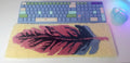 🪶 Handmade Tufting Desk Rug – Feather Design Keyboard Mat | Decorative Desk Decor